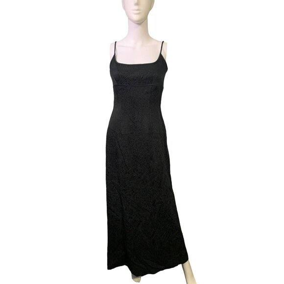 Vtg Carmen Marc Valvo 90s y2k Maxi Dress Gown Evening Formal Black Sz 4  Long
